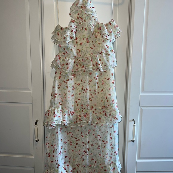 Floral midi dress in slip silhouette with tiered ruffle detailing - Picture 3 of 5